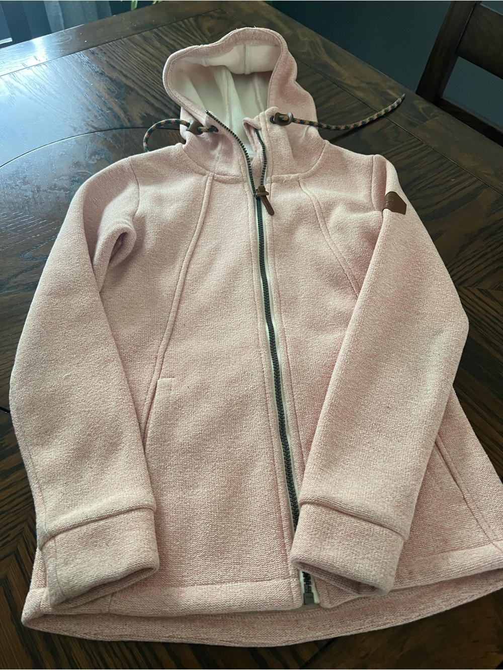 Merrell Girls Hoodie Pink L Full Zip Hooded Polyester Fleece Solid Logo # 588